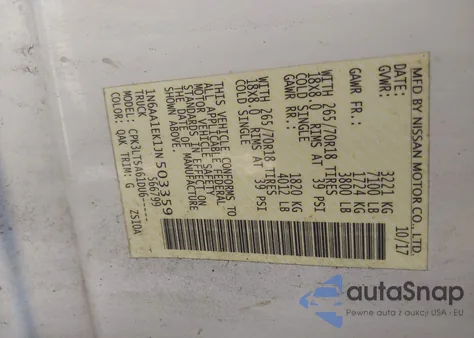 2018 Nissan Titan Sv из США, поврежденный, VIN 1N6AA1EK1JN503359